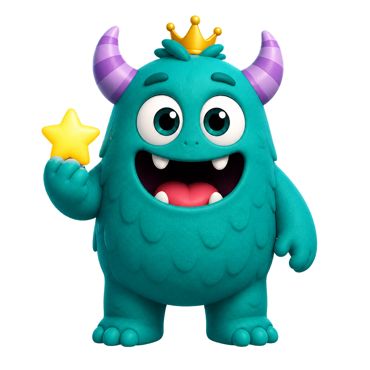Teal Vocab Monster holding a star